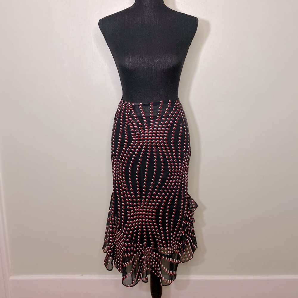Ruffle Skirt Black + Red Polka Dots Size 8